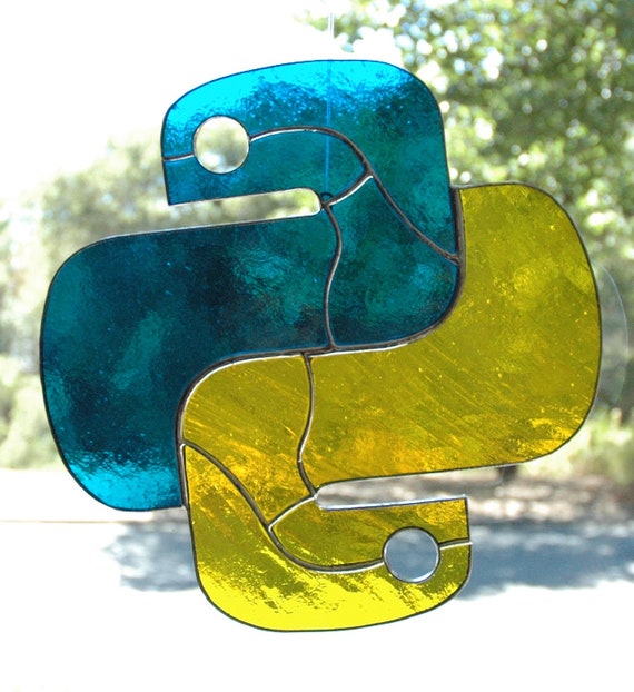 Python programming logo in stained glass