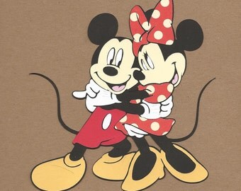 1- 5 1/2 inch tall Hugging Mickey and Minnie Mouse Cricut Die Cuts