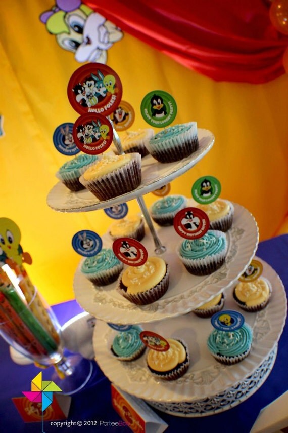 Customized Party Cupcake Toppers Looney Tunes Theme x 24 pcs