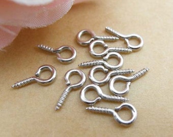 500pcs 4x8mm Rhodium Plated Screw Eye Pins Eye Screw