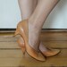 Leather Brazilian Kitten Heels in Peach Size 9 to 10