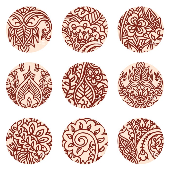  Mehndi  Ornaments Printable  Digital Sheet