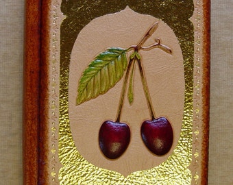 Handmade Leather Notebook Journal Sketchbook Cherry