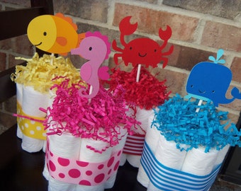 baby animals shower ocean decorations the diaper sea under â€“ Etsy cake