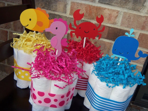 Items similar to Diaper Cakes Under The Sea Theme-Set of 4 ...