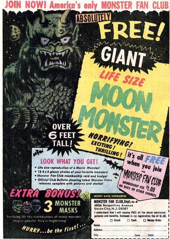 Halloween Decoration..Horrible Blood Curling 6 foot Tall "MOON MONSTER" with three FREE Masks