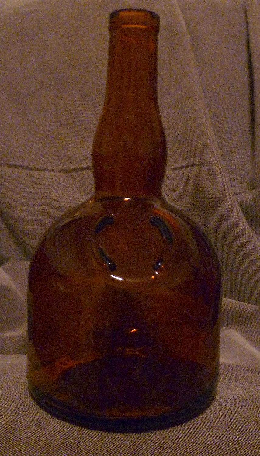 Old Dark Brown Glass French Liquor Jar Haute Juice
