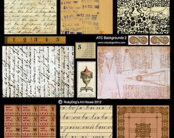 Collage Sheet - Handwriting, Library Date Stamps, DaVinci Diagrams, etc.