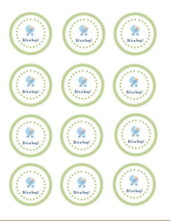 Items similar to boy's baby shower printable cupcake toppers or labels ...