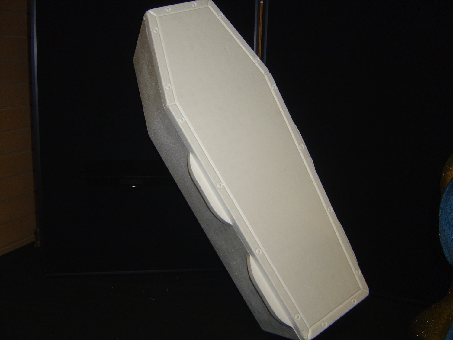 WHITE COFFIN COOLER Prop TrickorTreat Candy Bin and Over