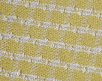 1970s yellow poplin fabric - over 3 yards of yellow and white check cotton dressmaking fabric