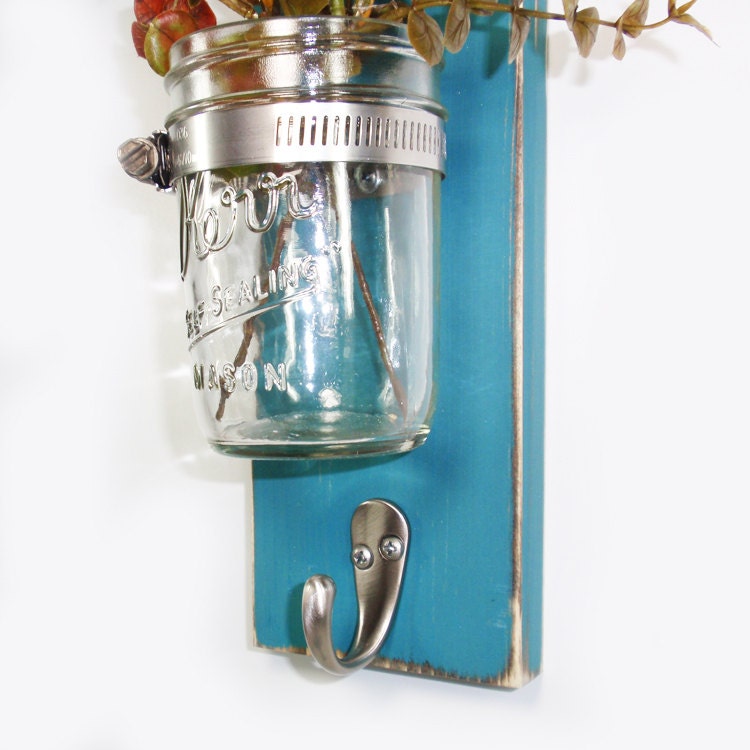 Wall Flower Vase 1 Hook Key HolderOcean by CountryLivingAtHeart