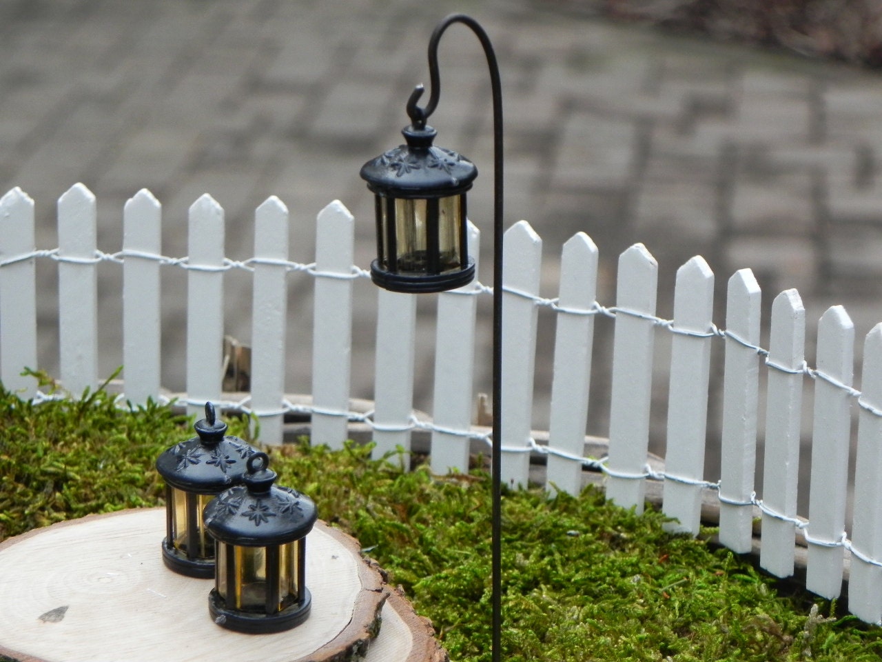 Miniature Shepherd Hook fairy garden by TheLittleHedgerow on Etsy