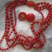 Red Plastic Necklace Matching Clip-on Earrings
