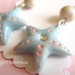 Kawaii cute baby blue sea star rhinestone pearl earrings