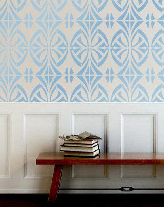 Wall Stencil Modern look Geometric Pattern Wall by OMGstencils