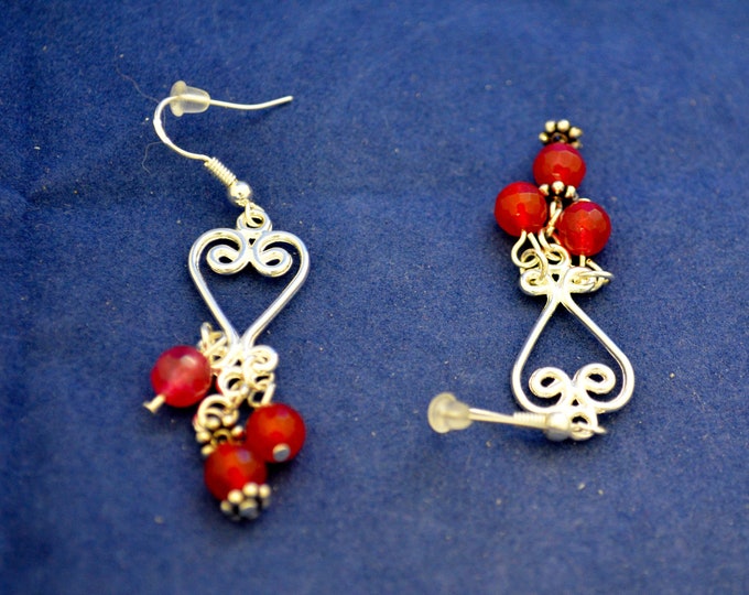 Ruby Chandelier Earrings, Natural Ruby Beads 248