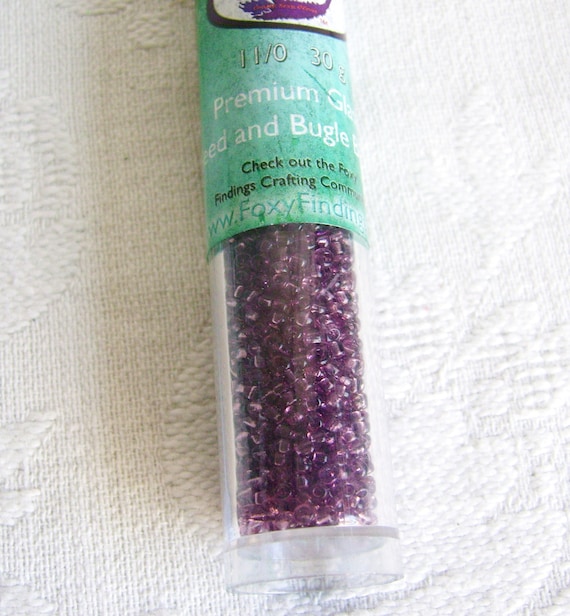 Large 30 Gram Tube Seed Beads Dark Purple