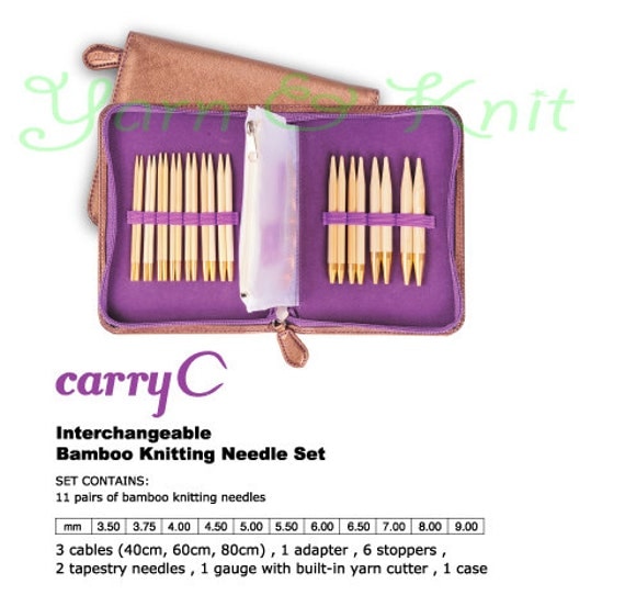 Tulip Carry C. Interchangeable Bamboo Knitting Needle Set Made