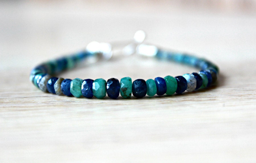 Men's Bracelet with Sapphire and Emerald Stones by LEMKAHOMME