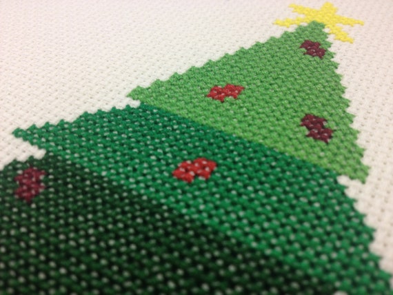 PLETE KIT Christmas Tree Cross Stitch DIY Craft Kit