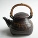 Dripped Brown-Yellow Teapot with Cane Handle, and Two Teacups (SOLD to kimruthwood)