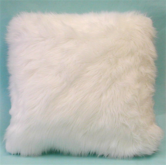 Items similar to 2 - 16 Faux Fur Throw Pillows Bright White Sheep Fur Bear Sofa Bed Nursery ...