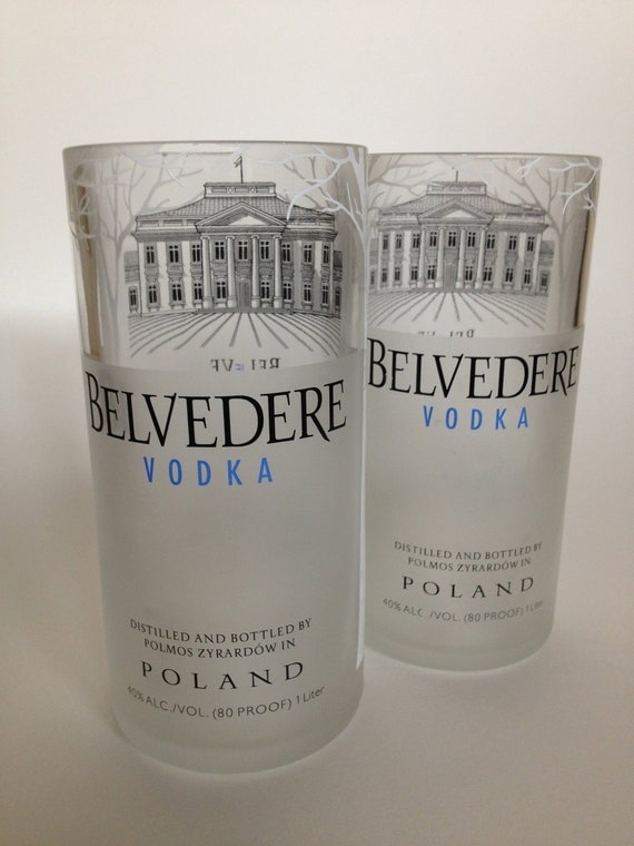 Set of 2 Belvedere drinking glasses made from 1Liter Vodka