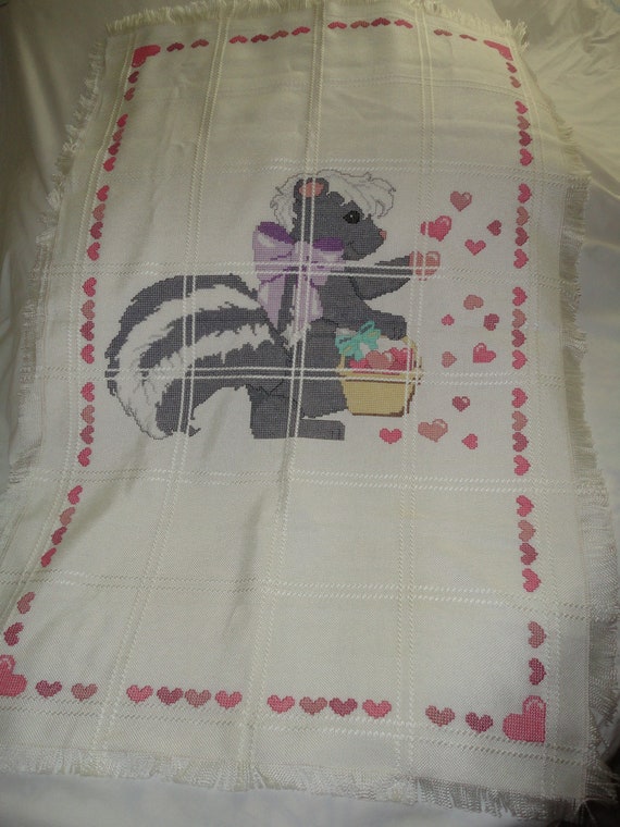 Handcrafted counted cross stitch Blanket 26 x 39