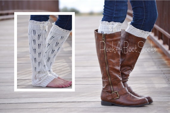 Off White Lilly Boot Sock Leg Warmer-Women's by PeekABootSocks