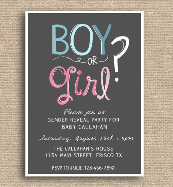 Custom GENDER REVEAL Card Invite PRINTABLE