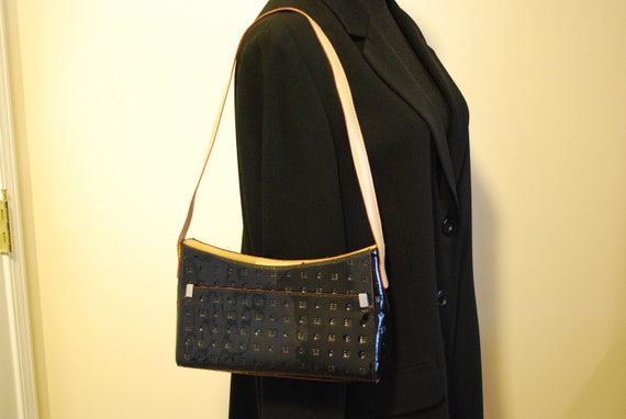 Arcadia Black Patent Leather Shoulder Bag by TheBagLadyCollection