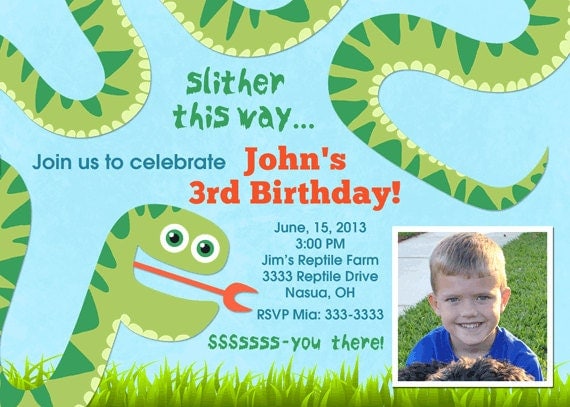 Snake Birthday Party Invitations Free Templates 4