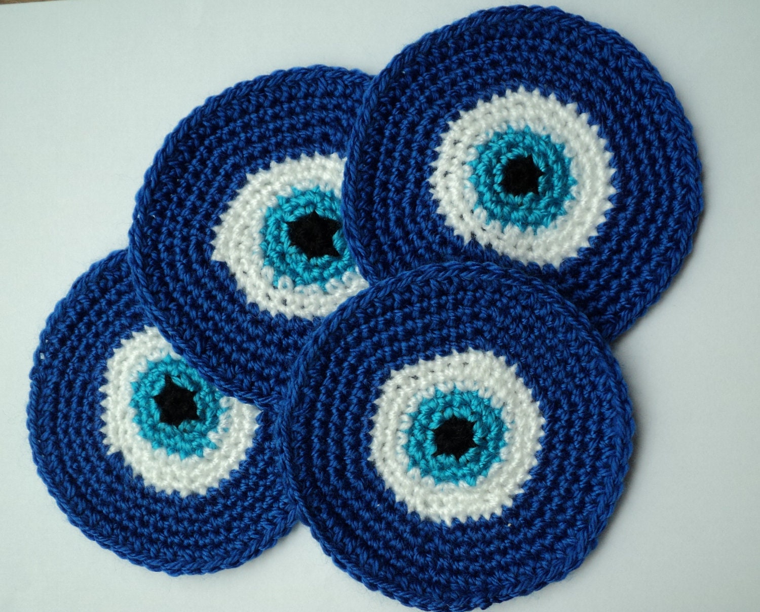 EVIL EYE crochet coaster set