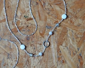 Long seed bead necklace, white, wrap necklace, layering necklace