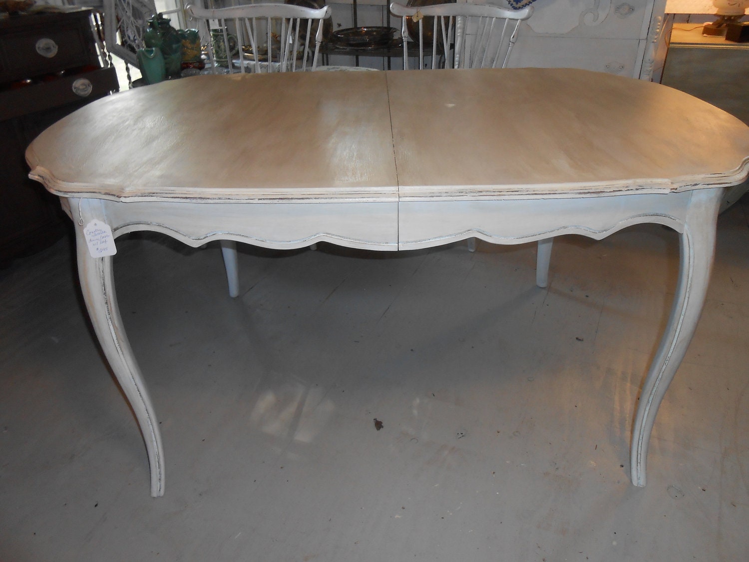 Country French Vintage Oval Dining Table w/ Leaf
