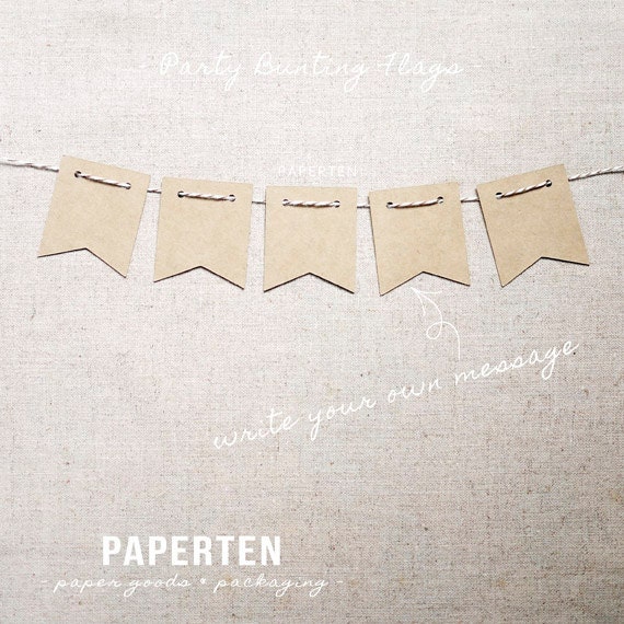 Mini Kraft Garlands Bunting Square Flags Kraft Bunting Tag