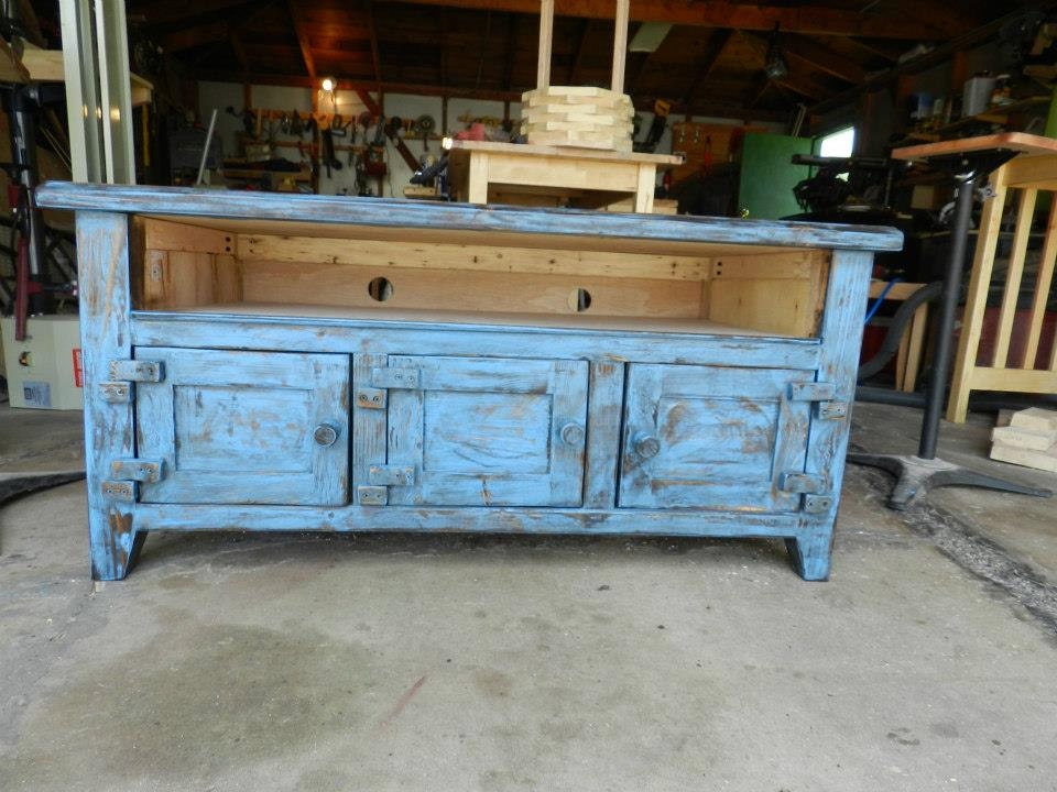 distressed rustic tv stand by ConcoreWoodwork on Etsy