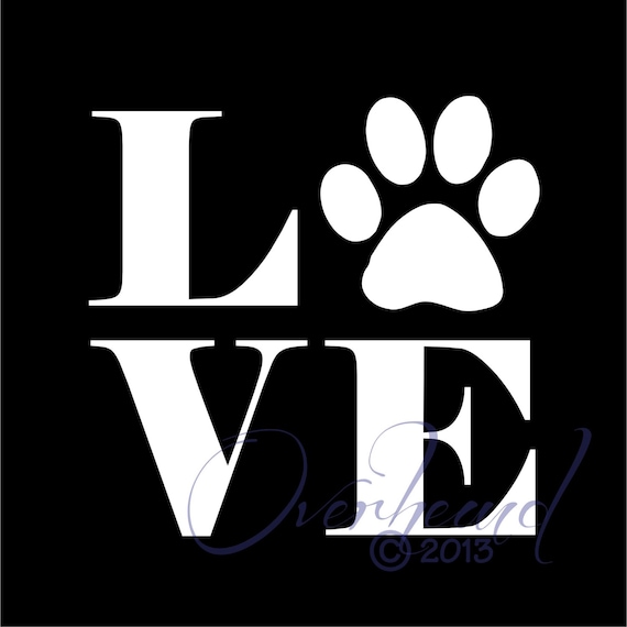 Love with Paw Dog/Cat/ Pet I love my Window Vinyl Car Decal Laptop ...