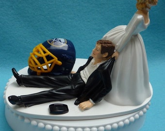 Wedding Cake Topper Chicago Blackhawks Hockey Themed Ball and