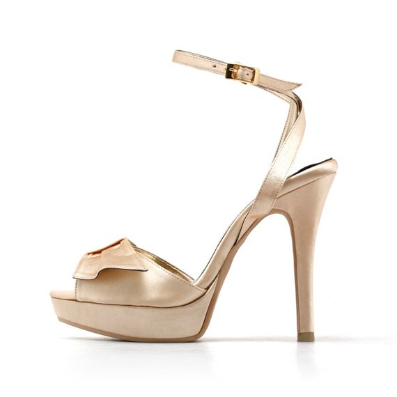 champagne strappy heels