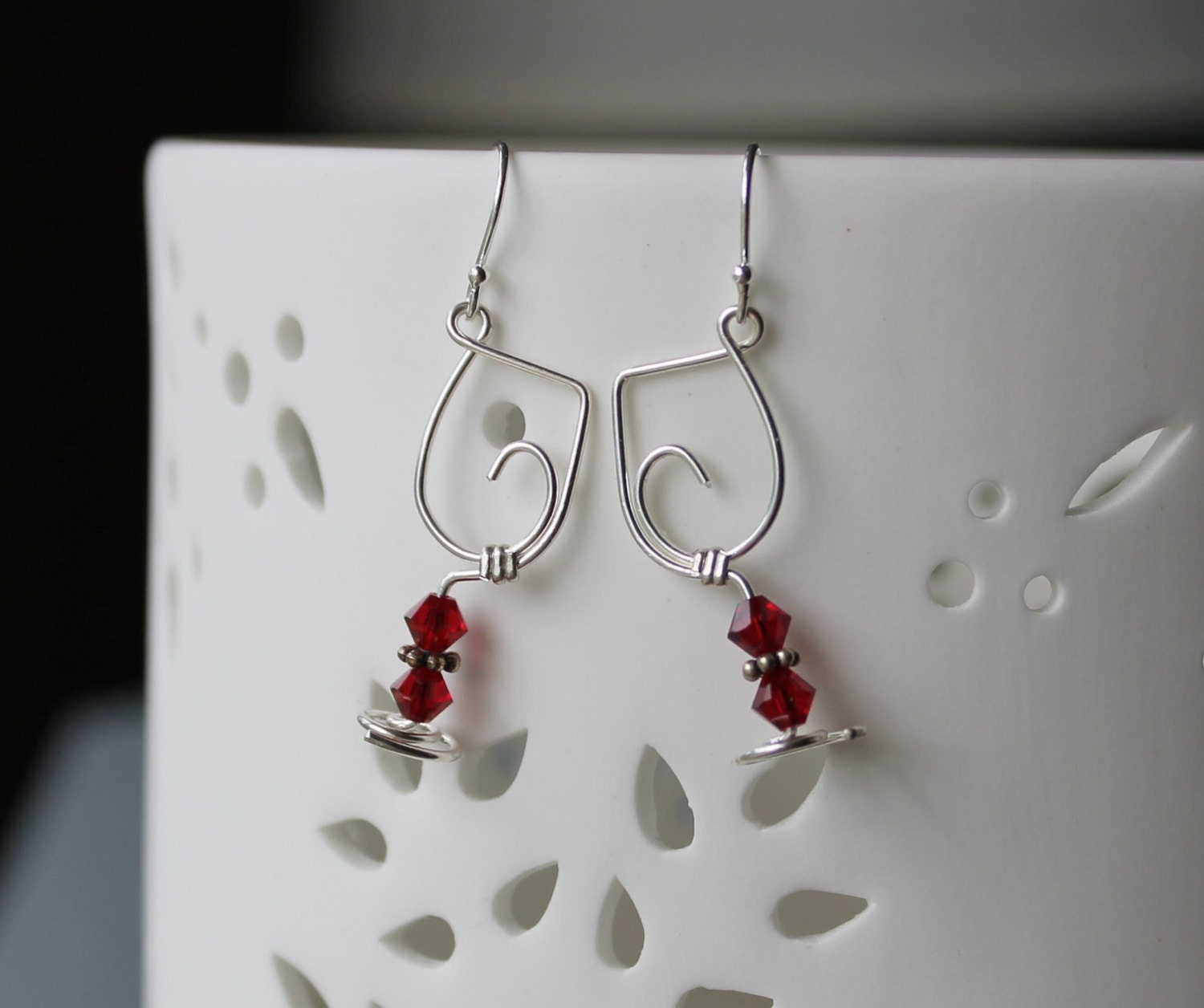 Sterling Silver Red Wine Glass earrings wine by SomeArtsyName