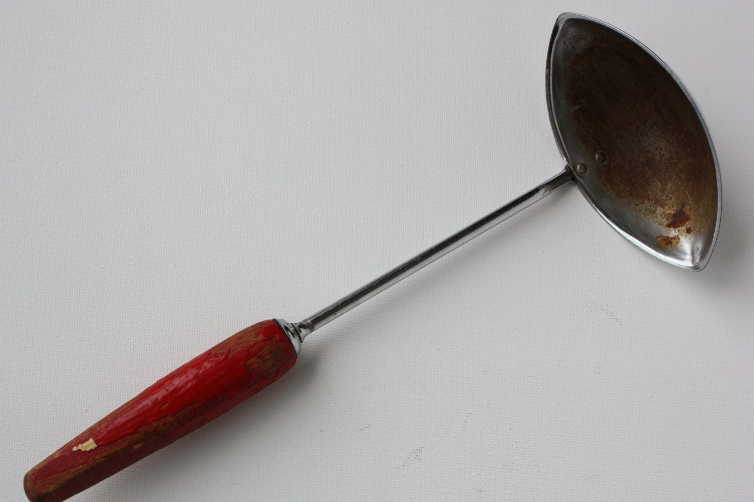 Vintage Androck Oval Soup Sauce LadleRed Wood