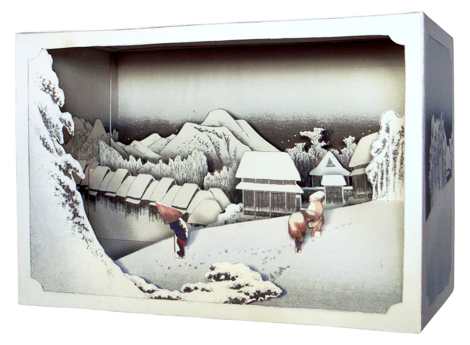 DIY Paper diorama Hiroshige Ando evening snowpaper craft