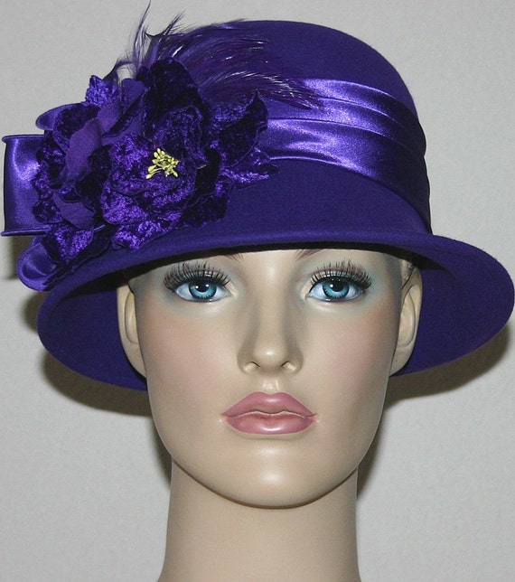 Flapper Hat Purple Hat Cloche Hat Gatsby Hat Madame Plum