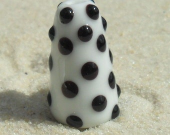Lampwork Cone Glass, Black and White Artisan Handmade SRA LETEAM Glassymom
