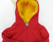 Youth Monster Hoodie - Youth Small (6-8) - Red with yellow - monster hoodie, horned sweatshirt, custom jacket