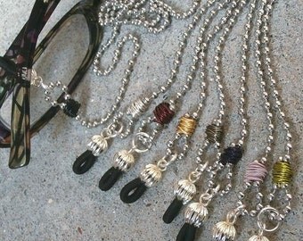 Eyeglass Chain, Glasses Chains, Eyeglass Leashes, COOL Eyeglass Chain Holder, Eyewear, YOUTHFUL, Choose Color/Length, Ball Chain, Industrial
