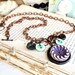 Button Necklace Buffed Celluloid Purple Charm Necklace Vintage Buttons Chocolate Olive Camille