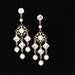 Gold Wedding Earrings Small Chandelier Bridal Earrings Ivory Pearl Swarovski Crystal KATRINA